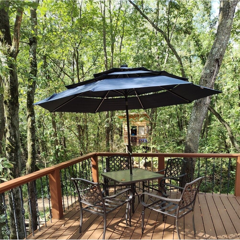 10 ft Blue 3-Tier Patio Umbrella Barely used 1214